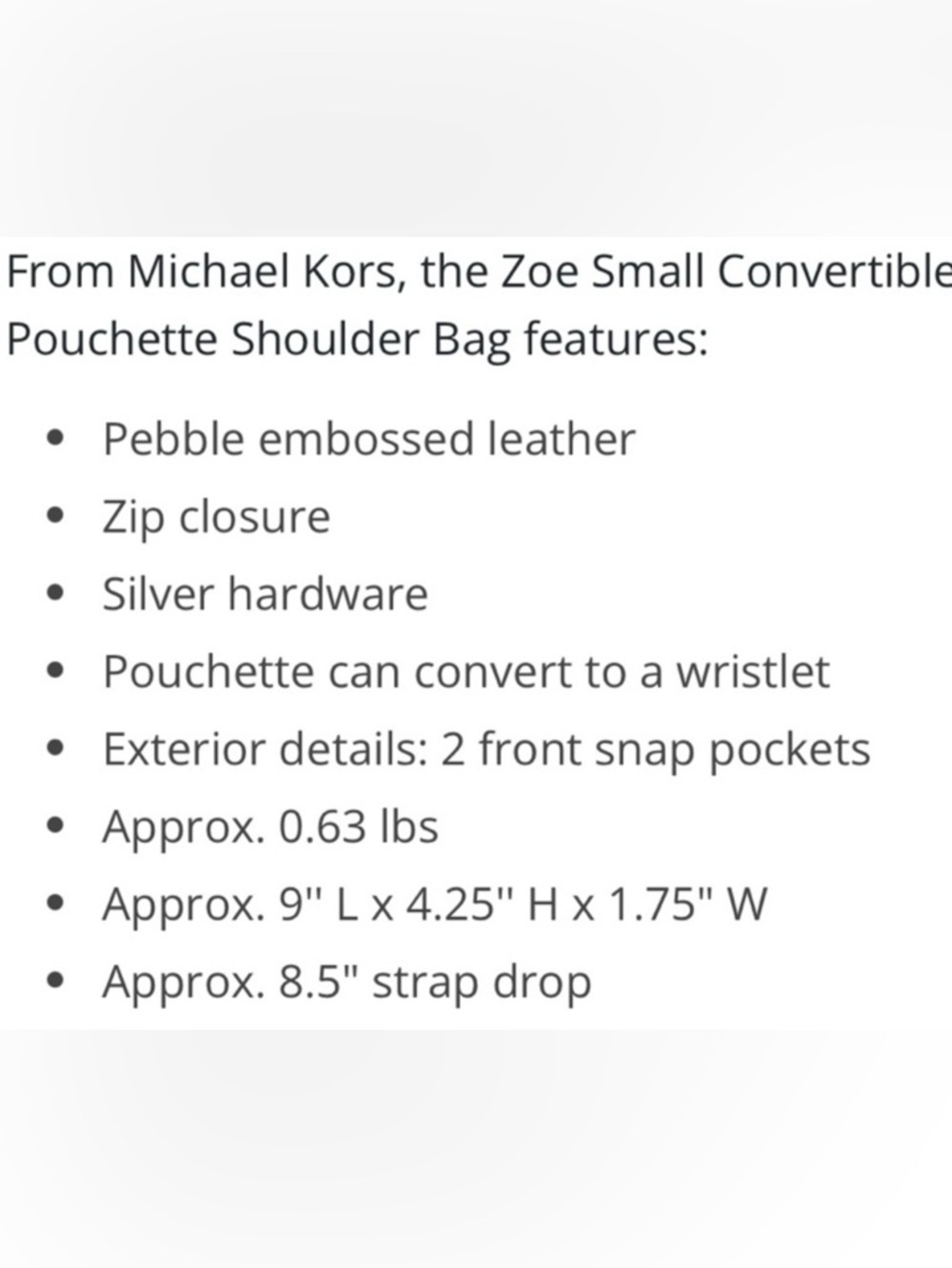 Michael Kors NWT Zoe All Leather Dual-Pocket Shoulder Bag - Picture 7 of 10